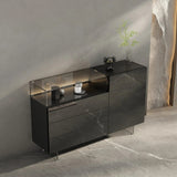47.2" Ash Wood Sideboard in Black - Modern Style with Drawers, Shelves, and Doors