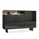 47.2" Ash Wood Sideboard in Black - Modern Style with Drawers, Shelves, and Doors