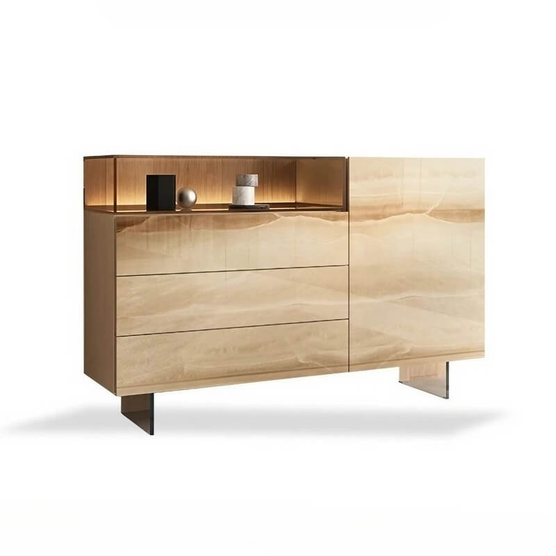 47.2" Ash Wood Sideboard in Black - Modern Style with Drawers, Shelves, and Doors