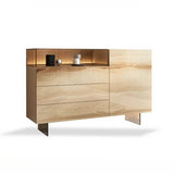47.2" Ash Wood Sideboard in Black - Modern Style with Drawers, Shelves, and Doors