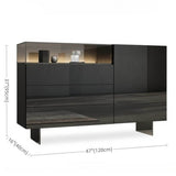 47.2" Ash Wood Sideboard in Black - Modern Style with Drawers, Shelves, and Doors