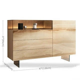 47.2" Ash Wood Sideboard in Black - Modern Style with Drawers, Shelves, and Doors