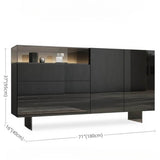 47.2" Ash Wood Sideboard in Black - Modern Style with Drawers, Shelves, and Doors