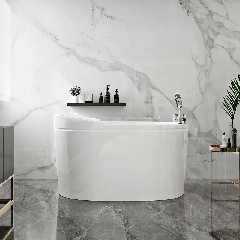 47.2″ Modern Oval Acrylic Freestanding Japanese Deep Soaking Bathtub