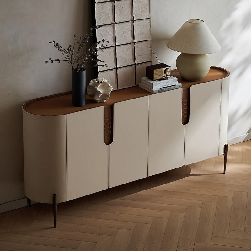 47.2″ White Wood Sideboard - Modern Style with Doors and Shelves