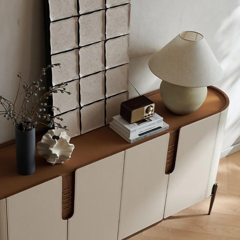 47.2″ White Wood Sideboard - Modern Style with Doors and Shelves