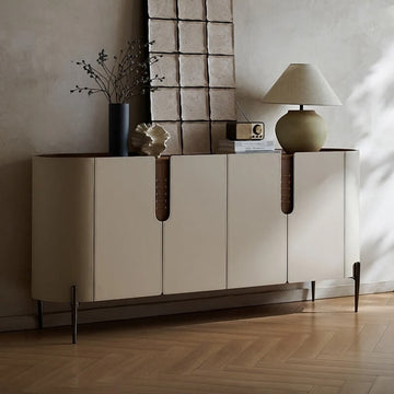 47.2″ White Wood Sideboard - Modern Style with Doors and Shelves