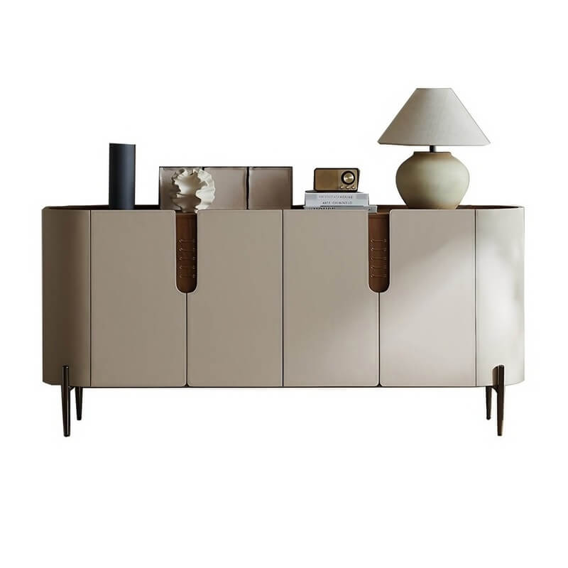 47.2″ White Wood Sideboard - Modern Style with Doors and Shelves