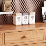 47" Modern Rattan Dresser with Drawers, Shelves, Doors - Natural