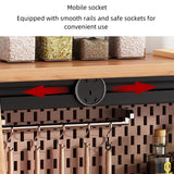 47" Modern Rattan Dresser with Drawers, Shelves, Doors - Natural