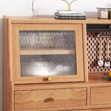 47" Modern Rattan Dresser with Drawers, Shelves, Doors - Natural