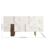 55.1″ White Wood Sideboard - Modern Style with Doors and 6 Shelves
