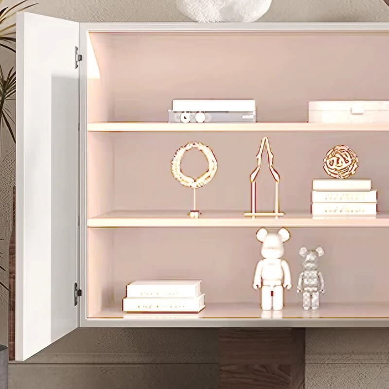 55.1″ White Wood Sideboard - Modern Style with Doors and 6 Shelves