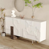 55.1″ White Wood Sideboard - Modern Style with Doors and 6 Shelves