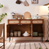 55" Rattan Dresser - 3 Drawers - Walnut - Japandi Style