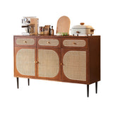 55" Rattan Dresser - 3 Drawers - Walnut - Japandi Style