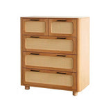 55" Rattan Dresser - 6 Drawers - French Style - Black
