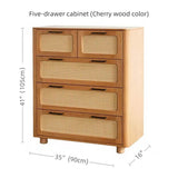 55" Rattan Dresser - 6 Drawers - French Style - Black