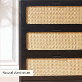55" Rattan Dresser - 6 Drawers - French Style - Black