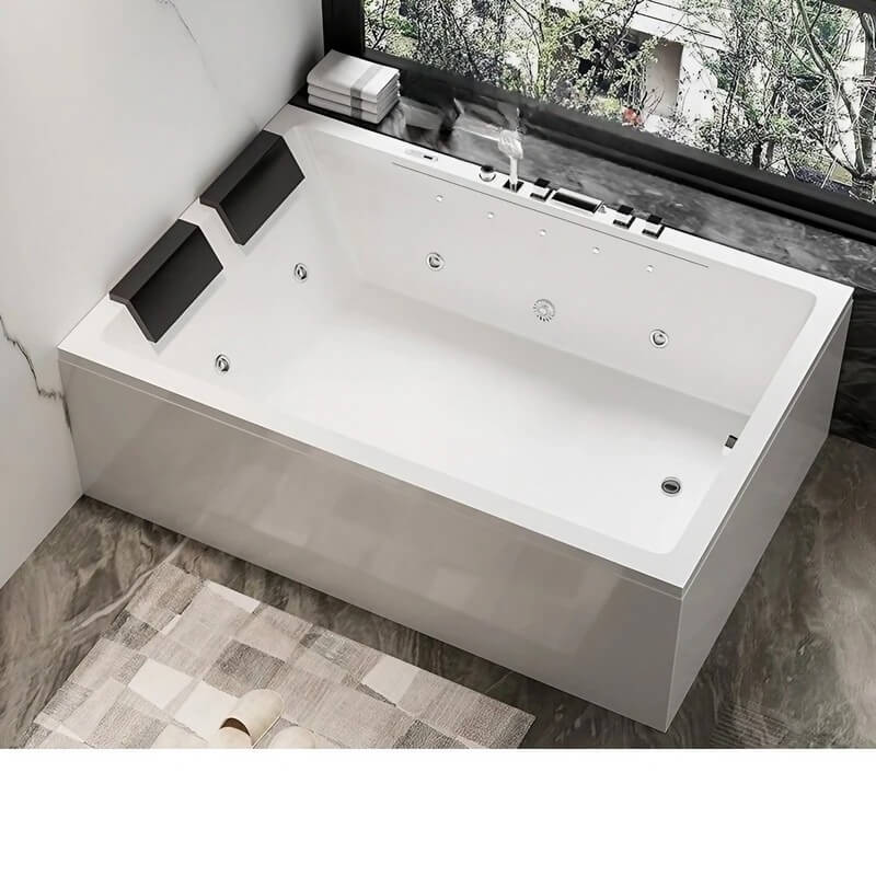 59.06″ Modern Acrylic Rectangle Deep Soaking Two Person Bathtub - Standalone