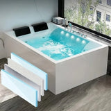 59.06″ Modern Acrylic Rectangle Deep Soaking Two Person Bathtub - Standalone