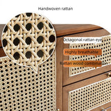 59" Rattan Dresser - 3 Drawers, Walnut - Japandi Style