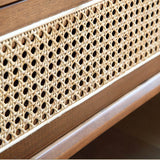 59" Rattan Dresser - 3 Drawers, Walnut - Japandi Style