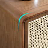 59" Rattan Dresser - 3 Drawers, Walnut - Japandi Style