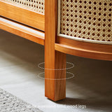 59" Rattan Dresser - Cherry Wood - Shelves; Doors Included - Nordic Style