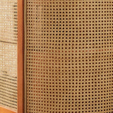 59" Rattan Dresser - Cherry Wood - Shelves; Doors Included - Nordic Style