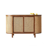 59" Rattan Dresser with Shelves and Doors - Black Japandi Style
