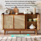 63" Rattan Dresser with 3 Drawers, Shelves, Doors Included - Walnut