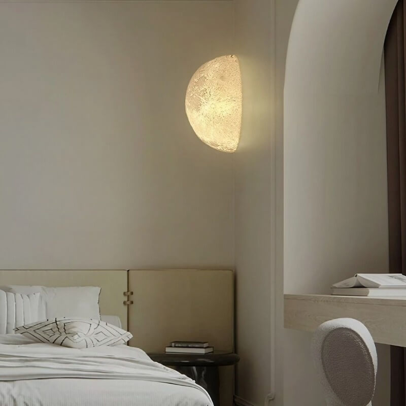 Minimalist Modern Corner Lamp - 20cm Moon Wall Lamp - Warm White - Resin
