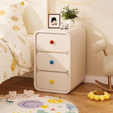 Narrow Off-White Wood Bedside Table - 3 Drawers, Scandinavian Style