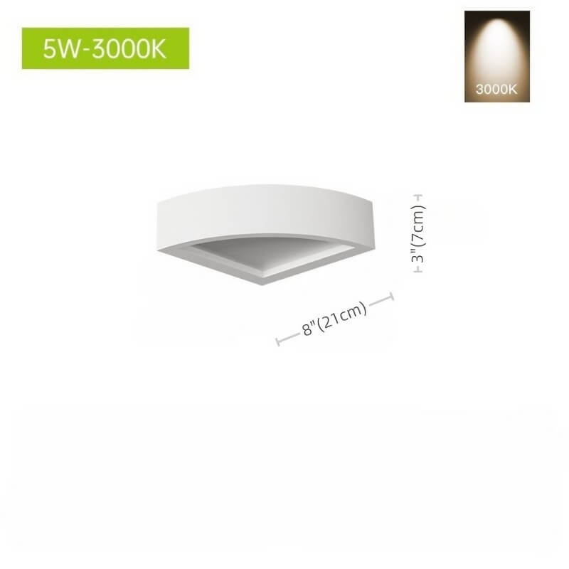 Plaster Corner Lamp 8.3"L * 2.7"H * 8.3"W - 3000K Warm White, 5W, Modern Minimalist, 110V-220V
