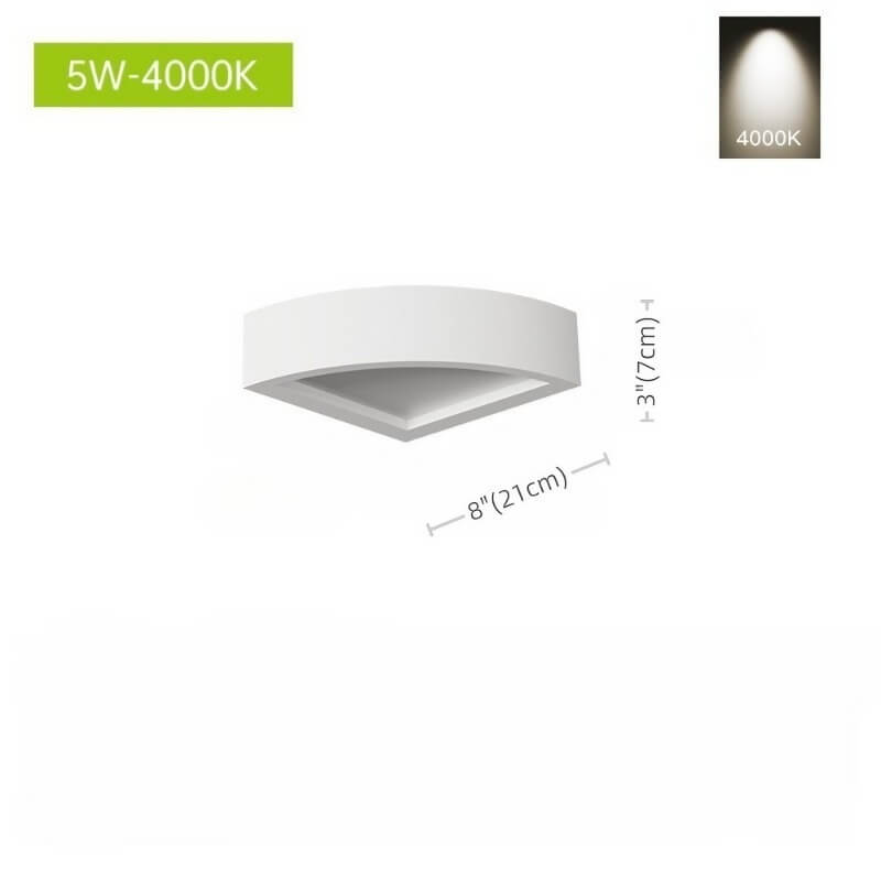 Plaster Corner Lamp 8.3"L * 2.7"H * 8.3"W - 3000K Warm White, 5W, Modern Minimalist, 110V-220V