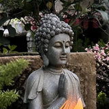 Solar Powered Buddha Lamp - 14.6″ Resin Garden Buddha Statue for Yard, Balcony