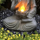 Solar Powered Buddha Lamp - 14.6″ Resin Garden Buddha Statue for Yard, Balcony