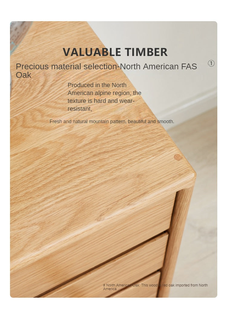 Oak Solid Wood Drawer Multi-Functional Bedside Table