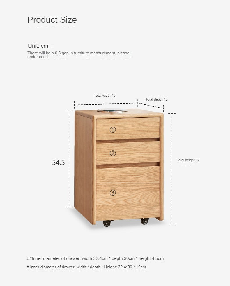 Oak Solid Wood Drawer Multi-Functional Bedside Table