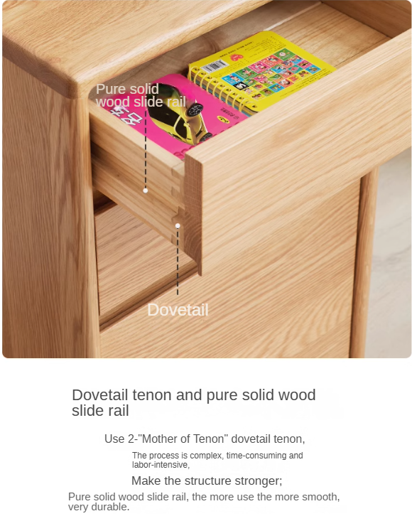 Oak Solid Wood Drawer Multi-Functional Bedside Table