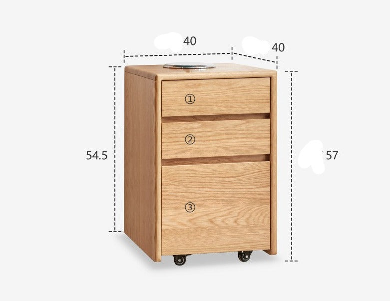 Oak Solid Wood Drawer Multi-Functional Bedside Table