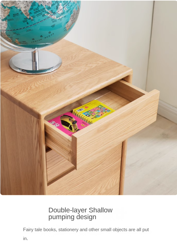 Oak Solid Wood Drawer Multi-Functional Bedside Table