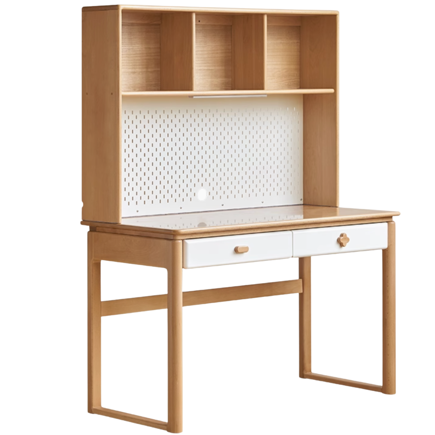 Bureau d'apprentissage pour enfants en bois massif de hêtre avec lampe de protection pour les yeux