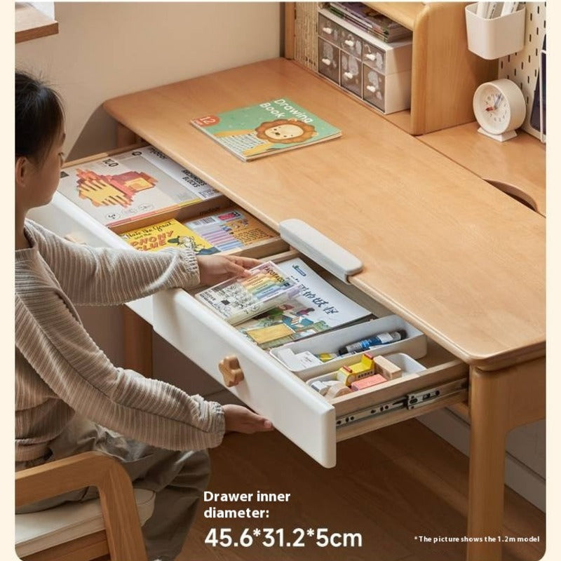 Beech Solid Wood Kids Learning Desk with Eye Protection Lamp