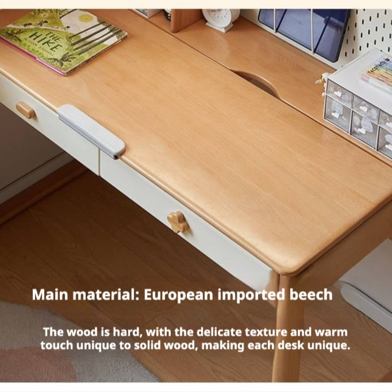 Beech Solid Wood Kids Learning Desk with Eye Protection Lamp