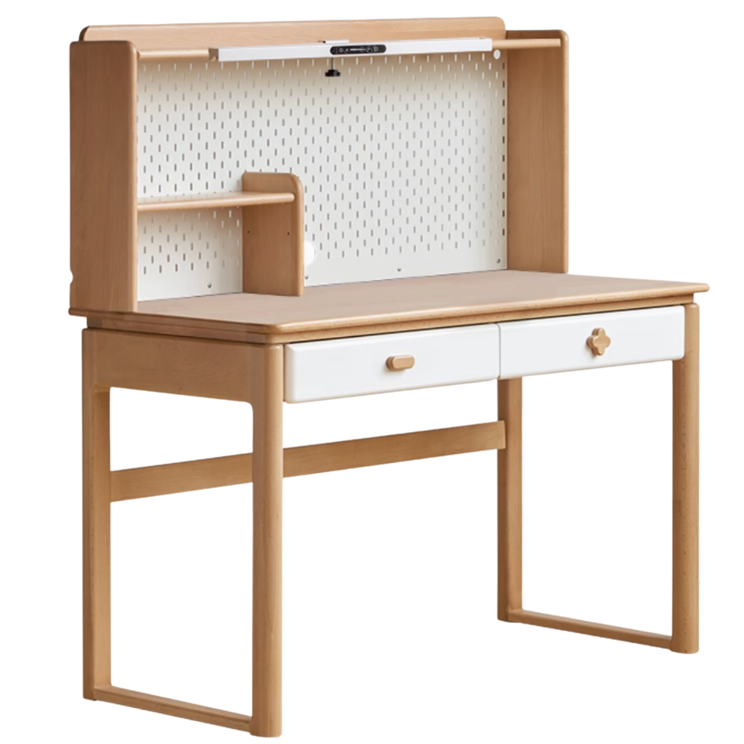 Bureau d'apprentissage pour enfants en bois massif de hêtre avec lampe de protection pour les yeux