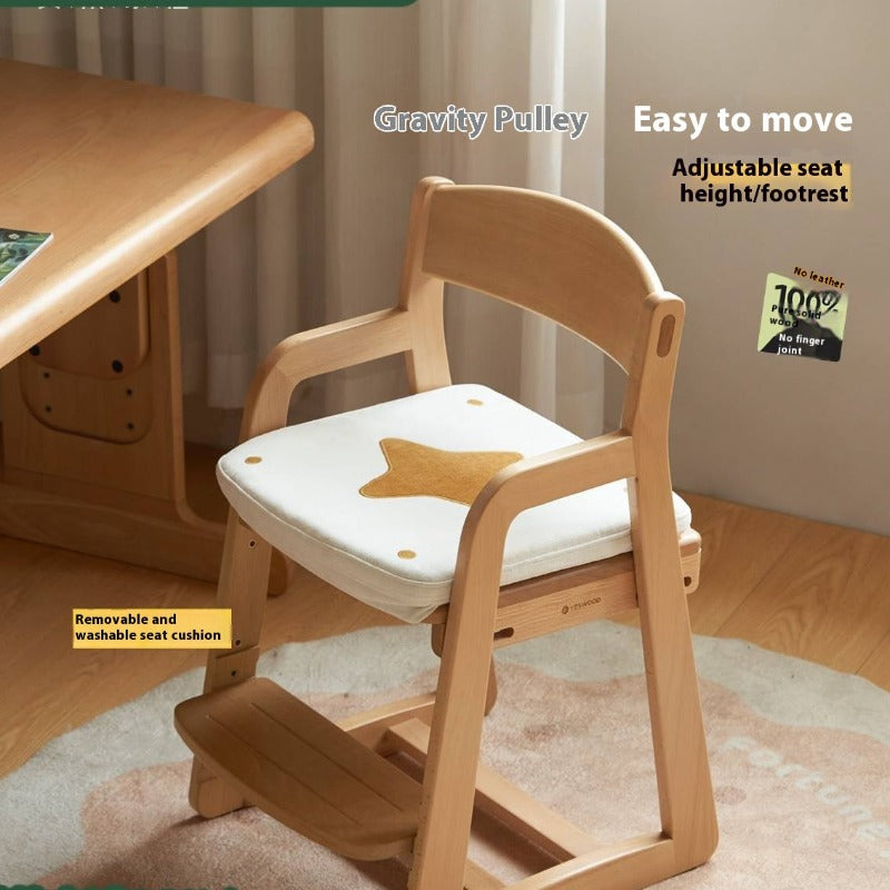 Beech Solid Wood Washable Kids Soft Chair