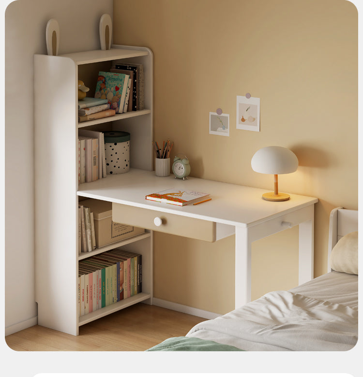 Beech Solid Wood Desk Bookcase Combination