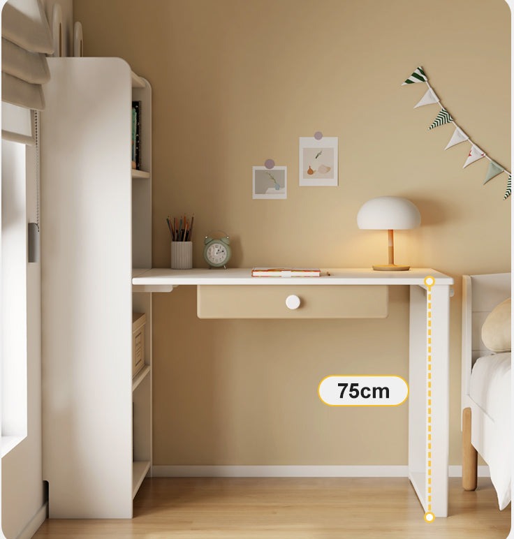 Beech Solid Wood Desk Bookcase Combination